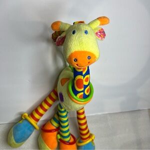Colorful Plush Giraffe Sensory Toy by happy monkey, attach to stroller car seat